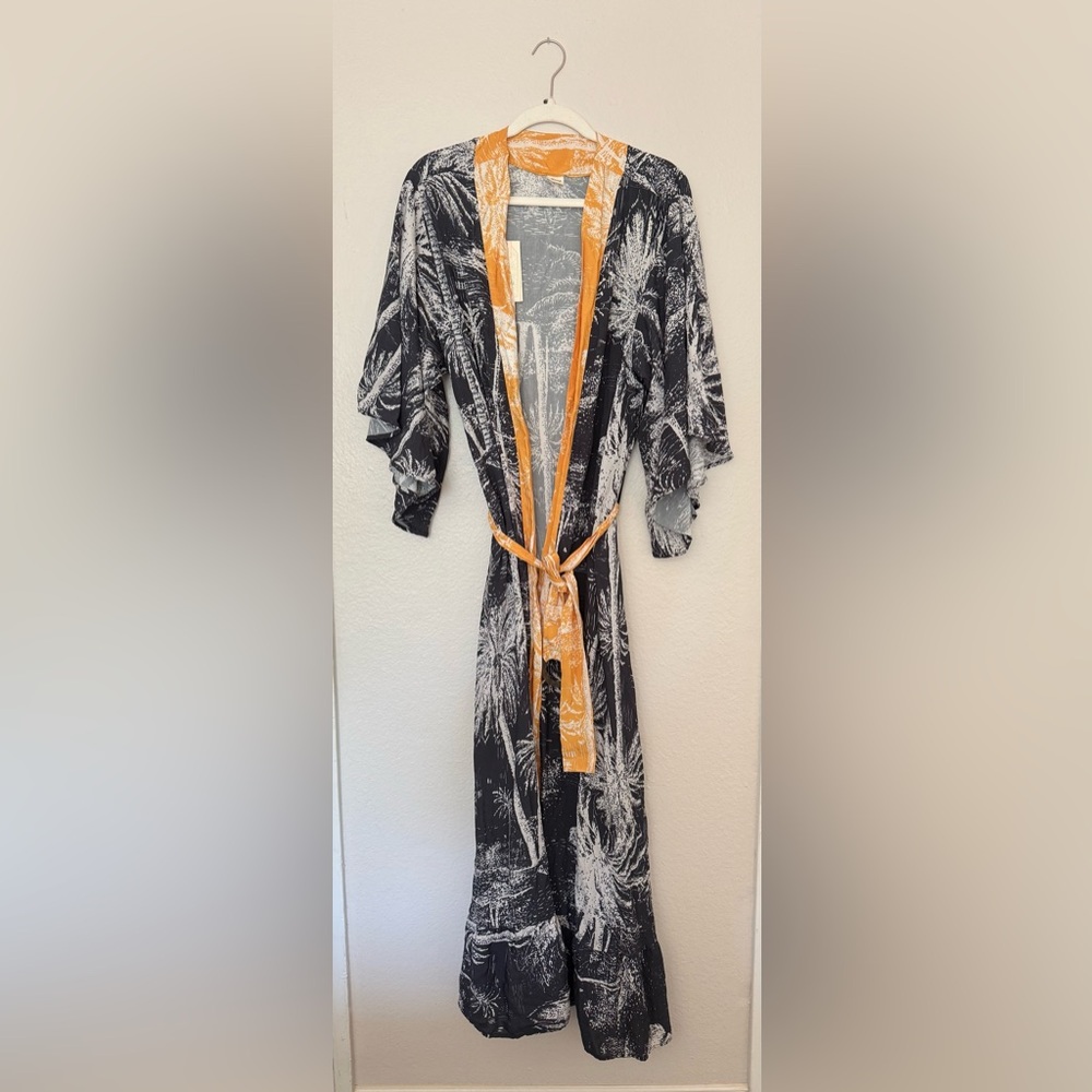 Maaji Black & Yellow Tropical Print Maxi Swim Coverup NWT - Picture 3 of 9